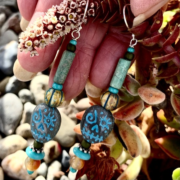 Aqua Sugar Skull Earrings - Picture 14 of 16